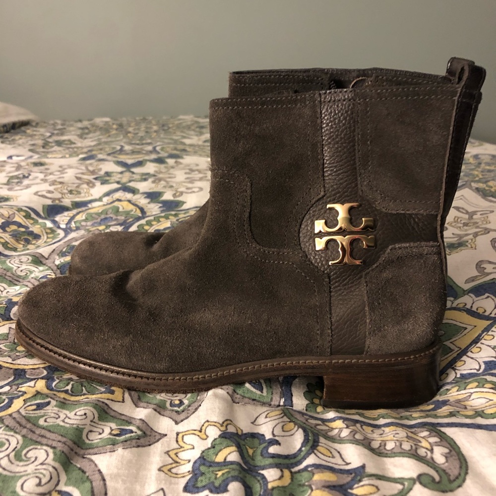 Tory Burch Alaina Grey Suede Boots